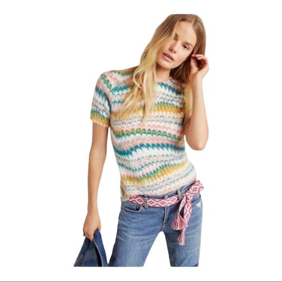 Anthropologie Soft Marbled Short Sleeve 